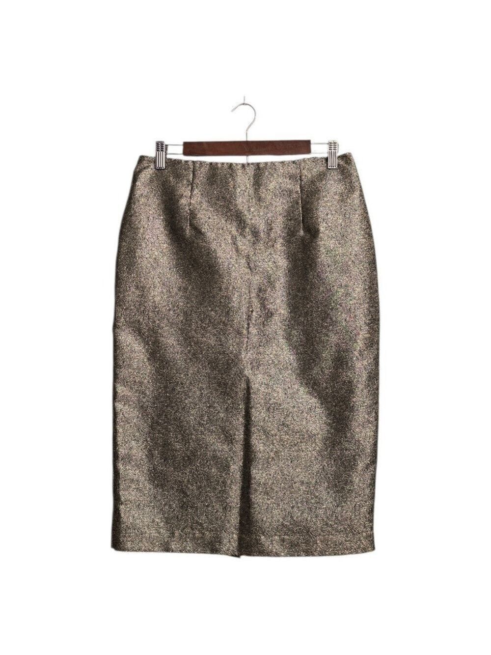 Worthington Gold Metallic Shimmer Midi Pencil Skirt Sz 10